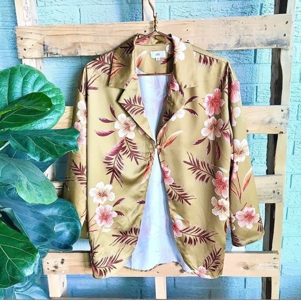 REVOLVE LPA Floral One Button Collar Kimono jacket